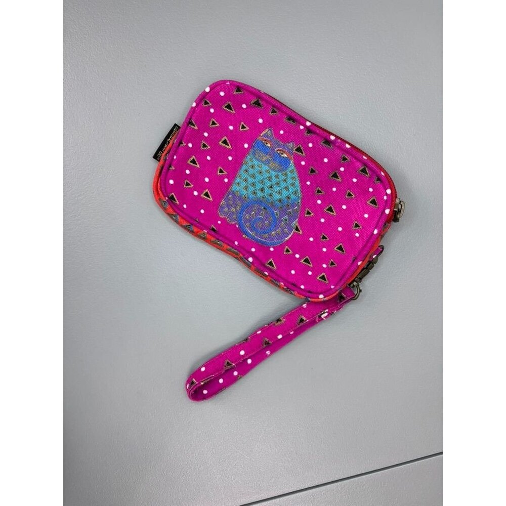 Laurel Burch cat print zipper pouch‎ wristlet coin purse